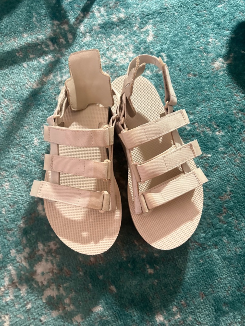 Teva Flatform Mevia Women's Beige Sandals Size 9 Convertible Read Description